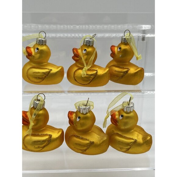 Vintage Christmas Easter Tree Glass Ornament Decoration Duck Rubber ducky set 6 - Picture 5 of 12